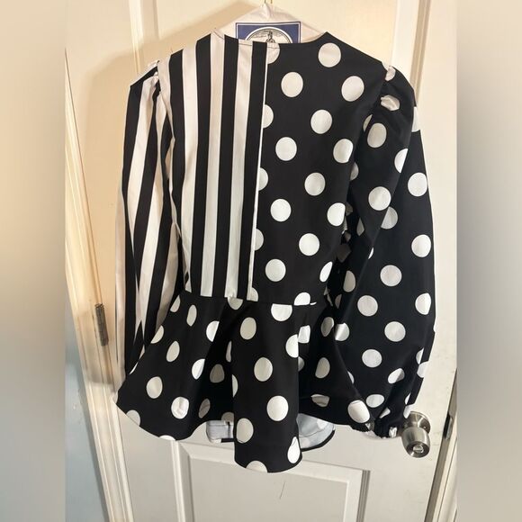 For Her NYC Striped / Polka Dot Tie Waist Shirt size small EUC - Picture 3 of 4